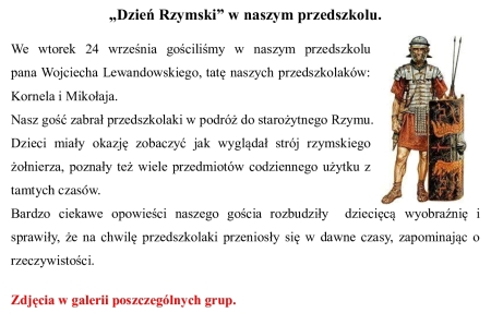 ,,Dzień Rzymski'' w naszym przedszkolu