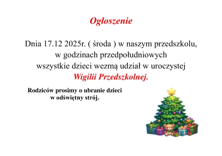 Wigilia Przedszkolna