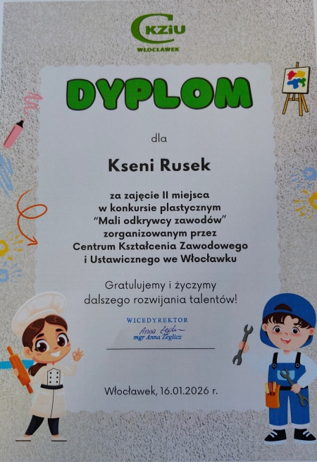 Konkurs plastycznu pt. „Mali odkrywcy zawodów'' 
