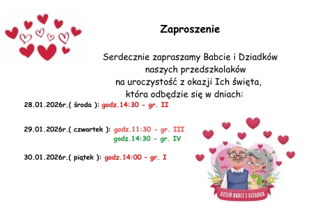 Dzień Babci i Dziadka - zaproszenie
