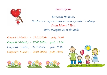Zaprosznie - Dzień Mamy i Taty